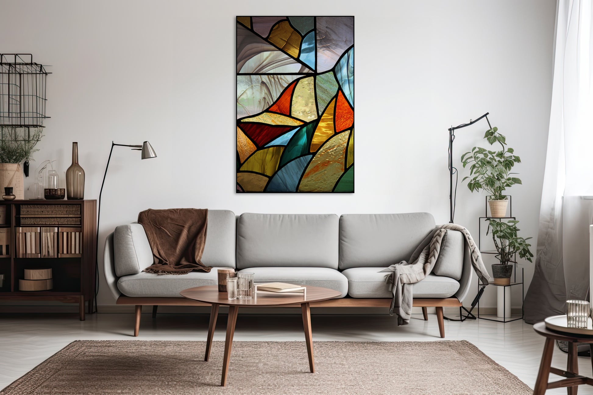 Akoestisch schilderij met Glas-in-Lood - Woonkamer 2