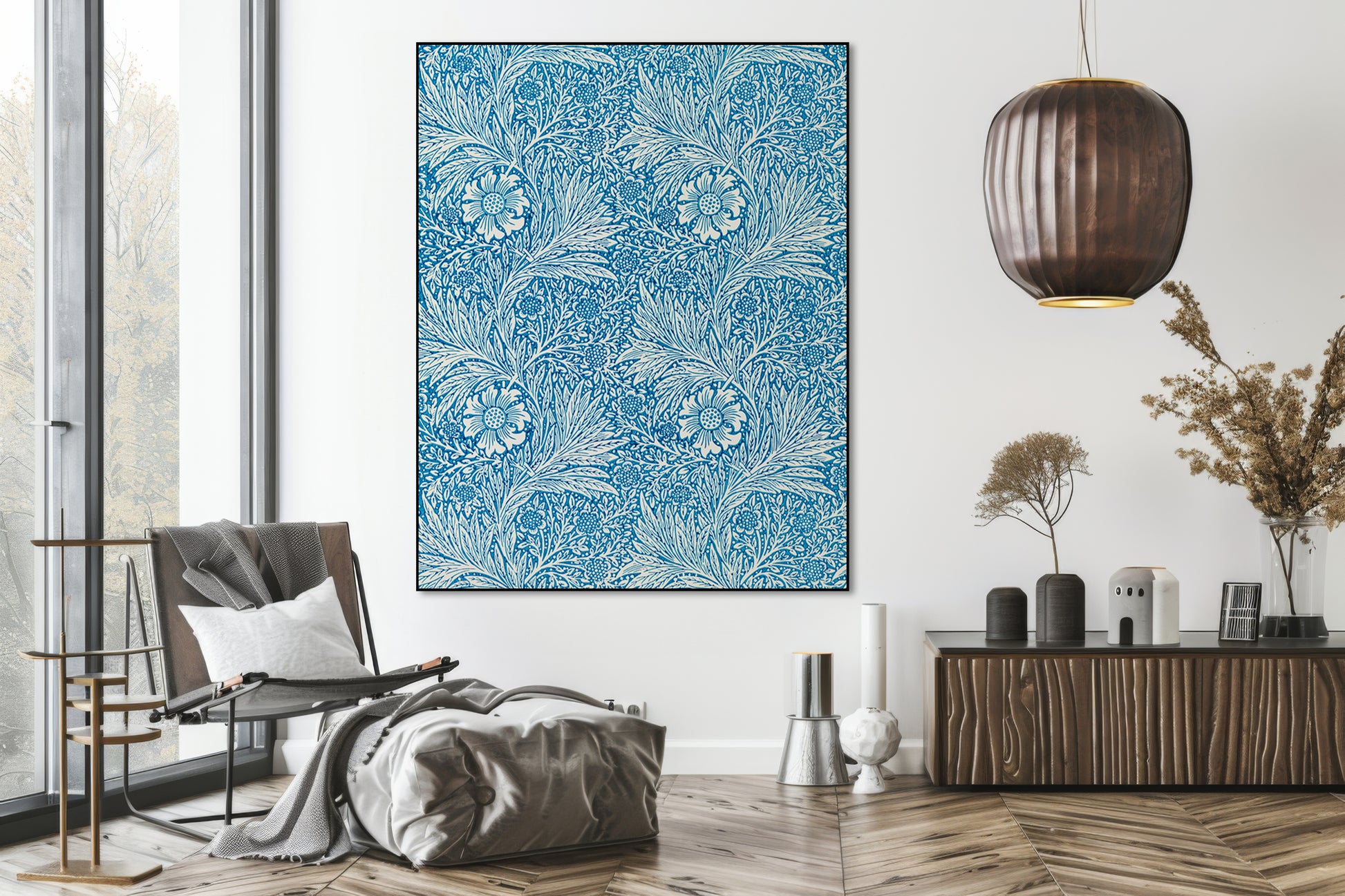 Akoestisch schilderij met Goudsbloemen – patroonkunst - Woonkamer