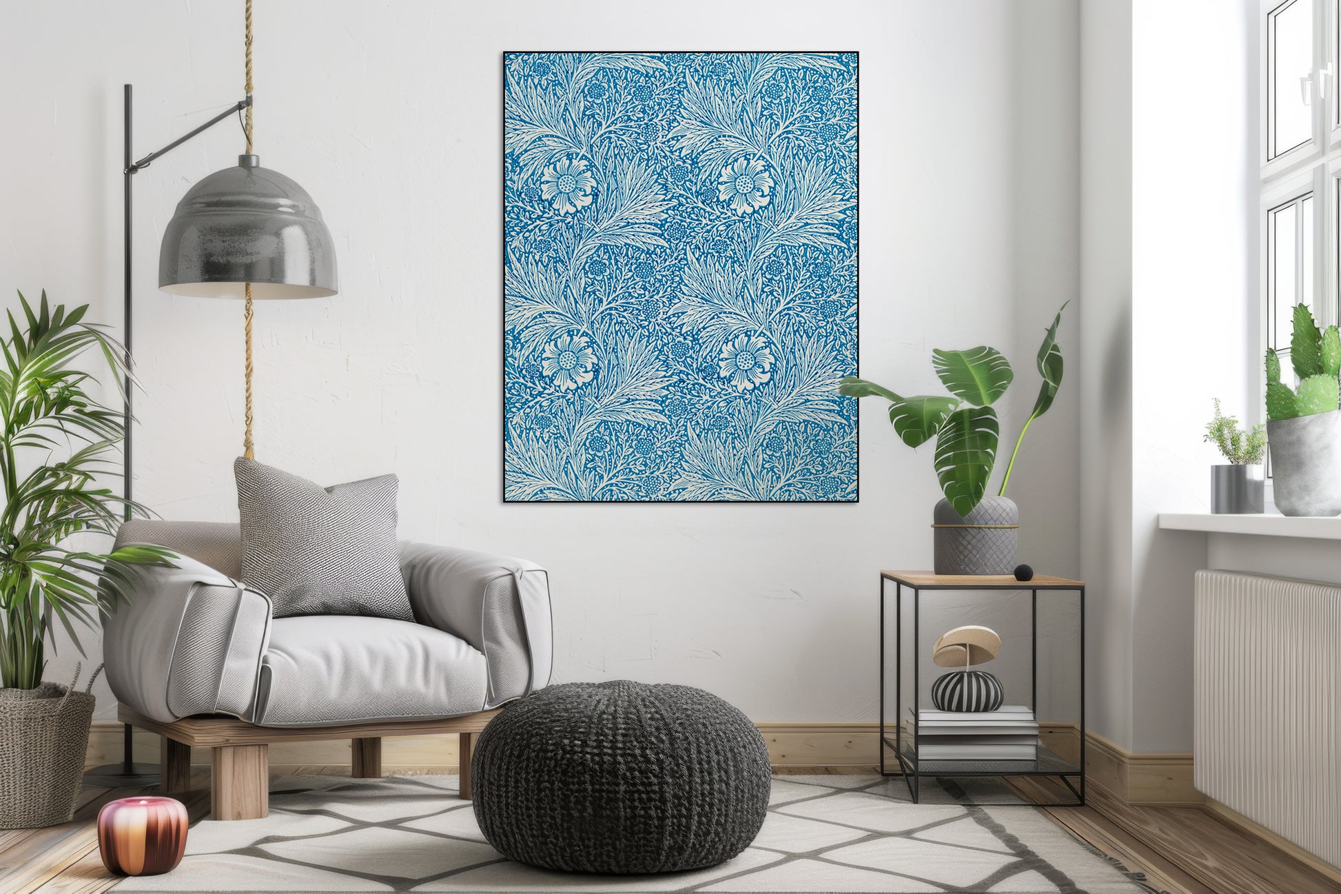 Akoestisch schilderij met Goudsbloemen – patroonkunst - Woonkamer 2