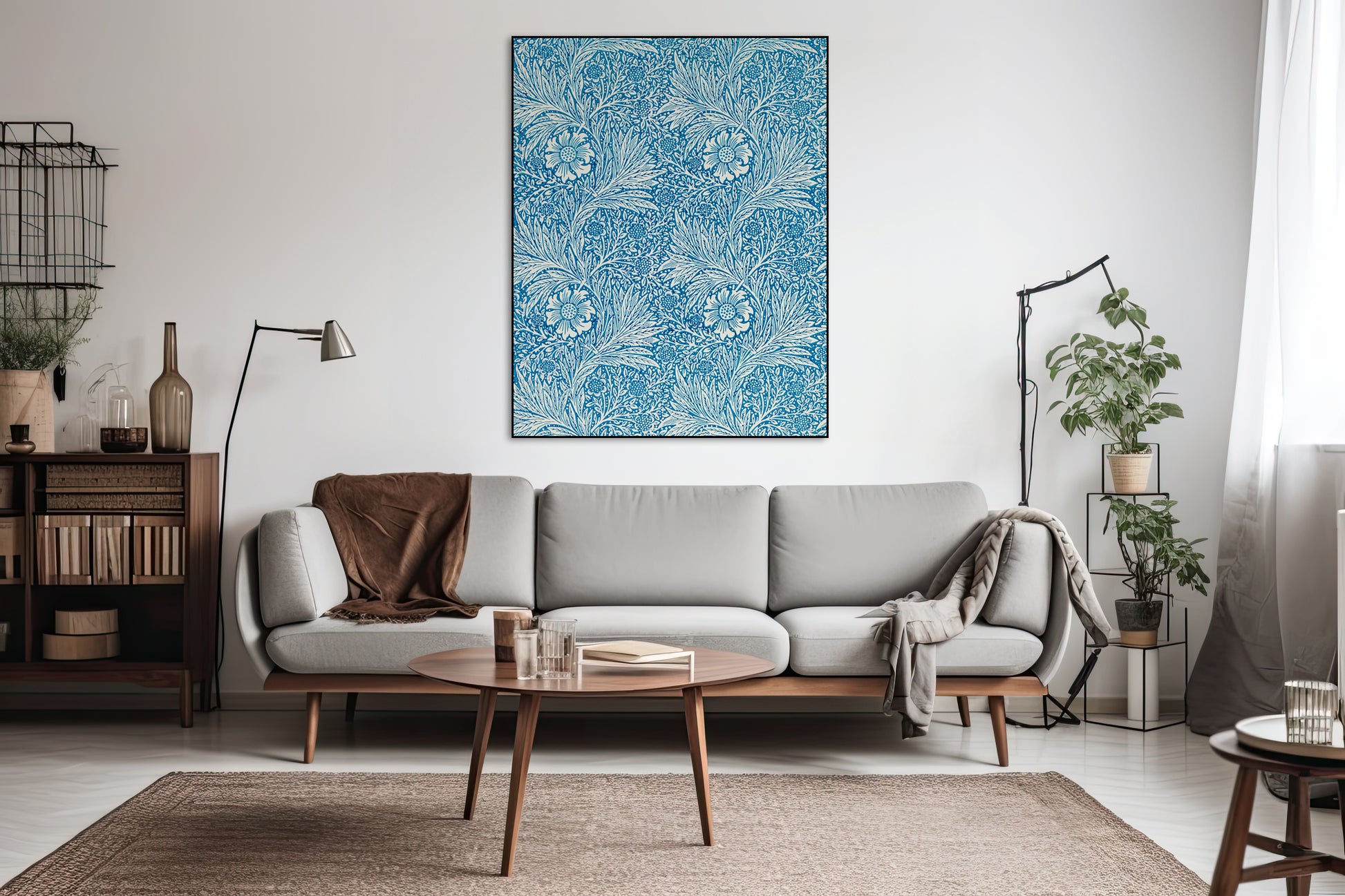 Akoestisch schilderij met Goudsbloemen – patroonkunst - Woonkamer 3