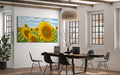 Akoestisch schilderij met Grote zonnebloemen in bloei - Kantoor