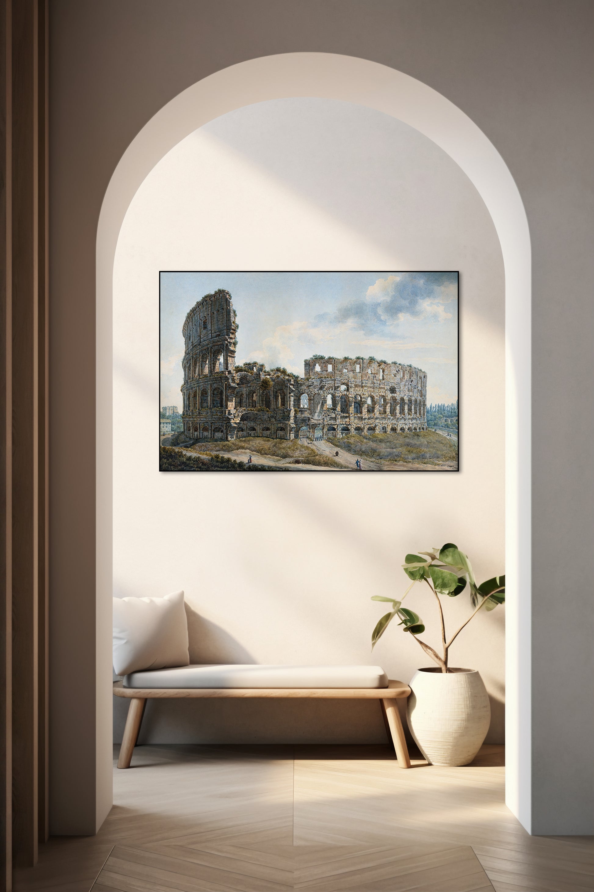 Akoestisch schilderij met Het Colosseum, Rome - Abraham Louis Rodolphe Ducros - Hal