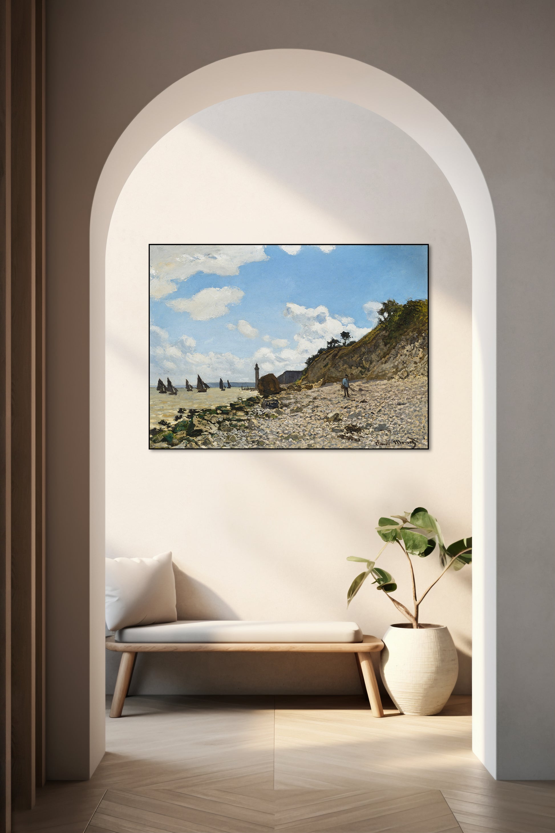 Akoestisch schilderij met Het Strand van Honfleur - Hal