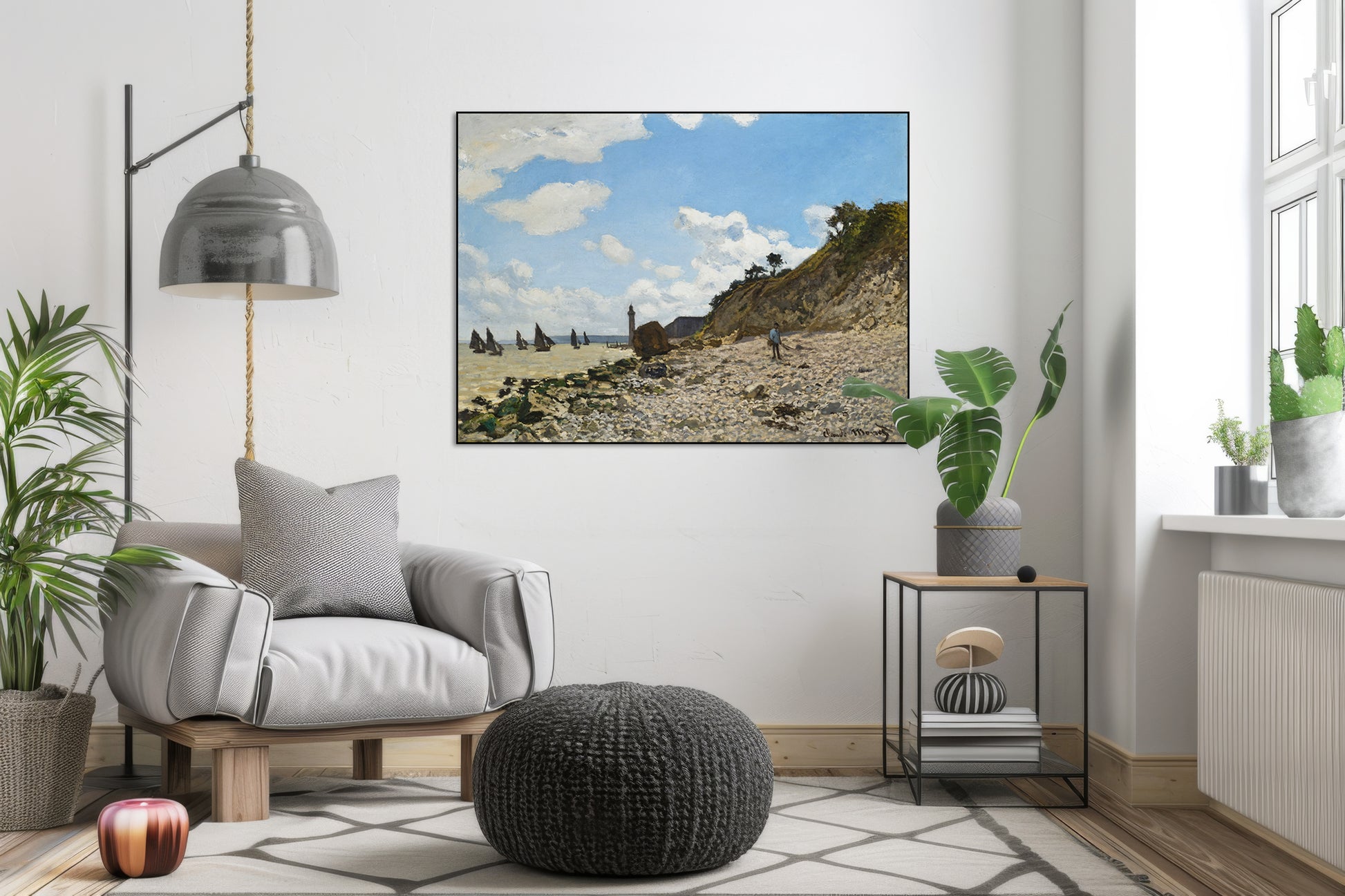Akoestisch schilderij met Het Strand van Honfleur - Woonkamer