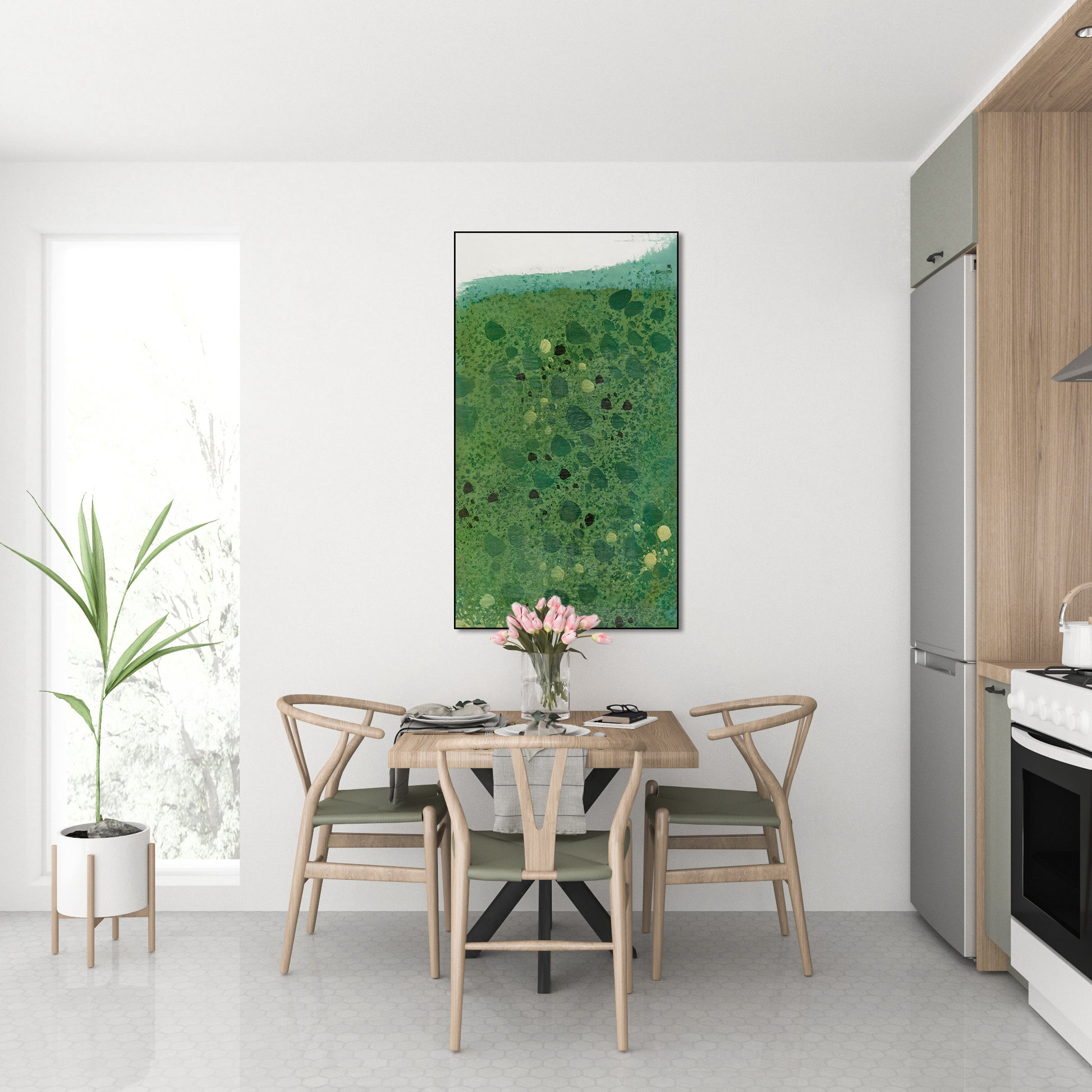 Akoestisch schilderij met Imitatie Gesneden Steen Wand - Keuken