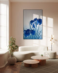 Akoestisch schilderij met Irissen – bloemen natuurfoto - Woonkamer 2