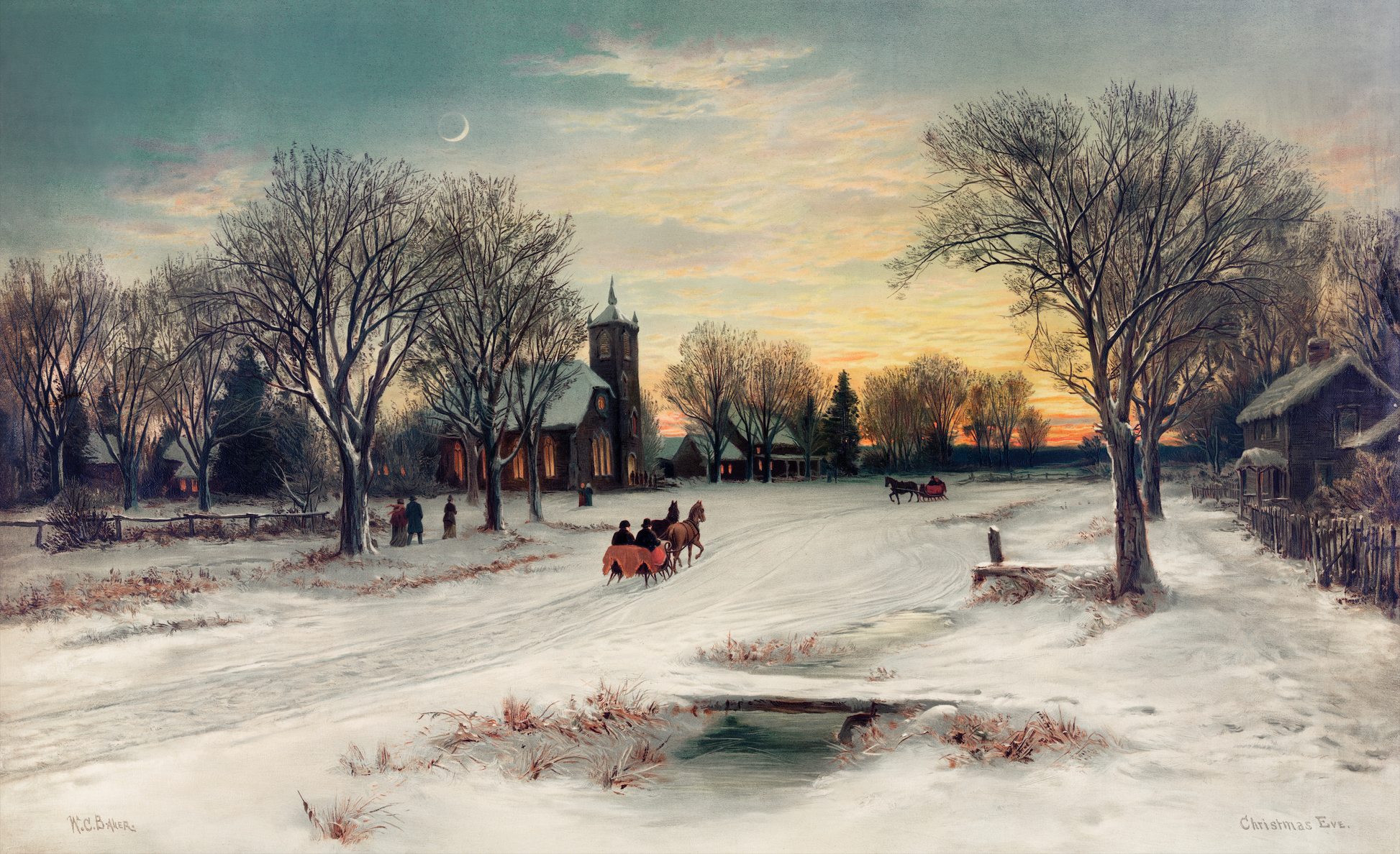 Akoestisch schilderij met Kerstavond (1885) - klassiek schilderij