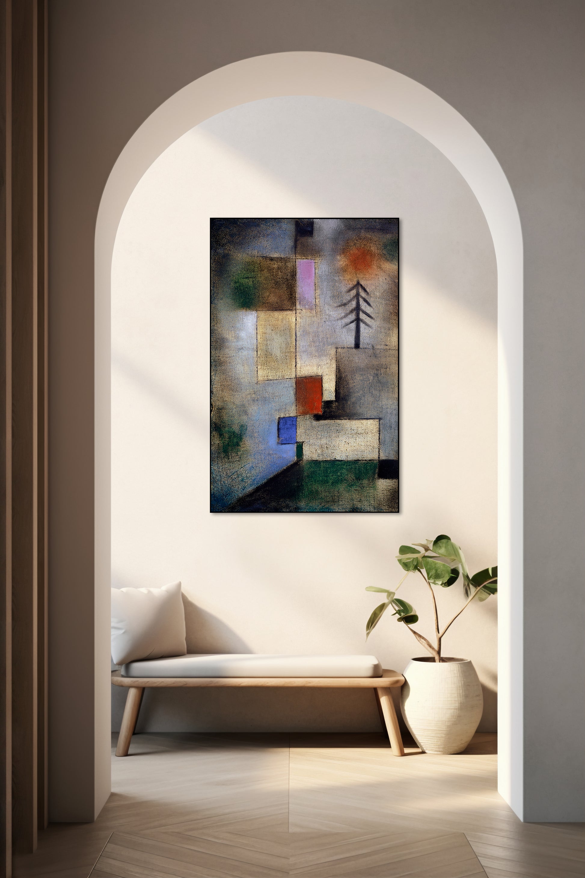 Akoestisch schilderij met Klein Dennenboom Schilderij - Hal