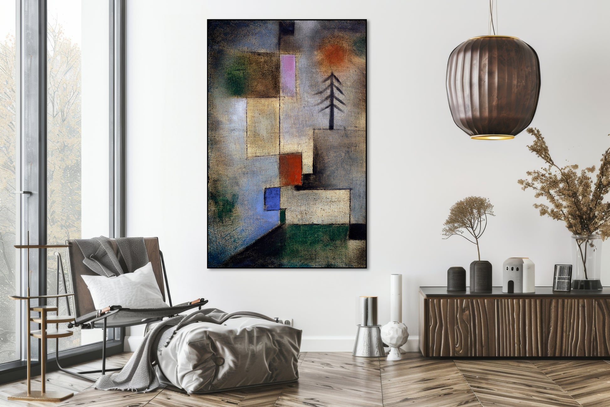 Akoestisch schilderij met Klein Dennenboom Schilderij - Woonkamer