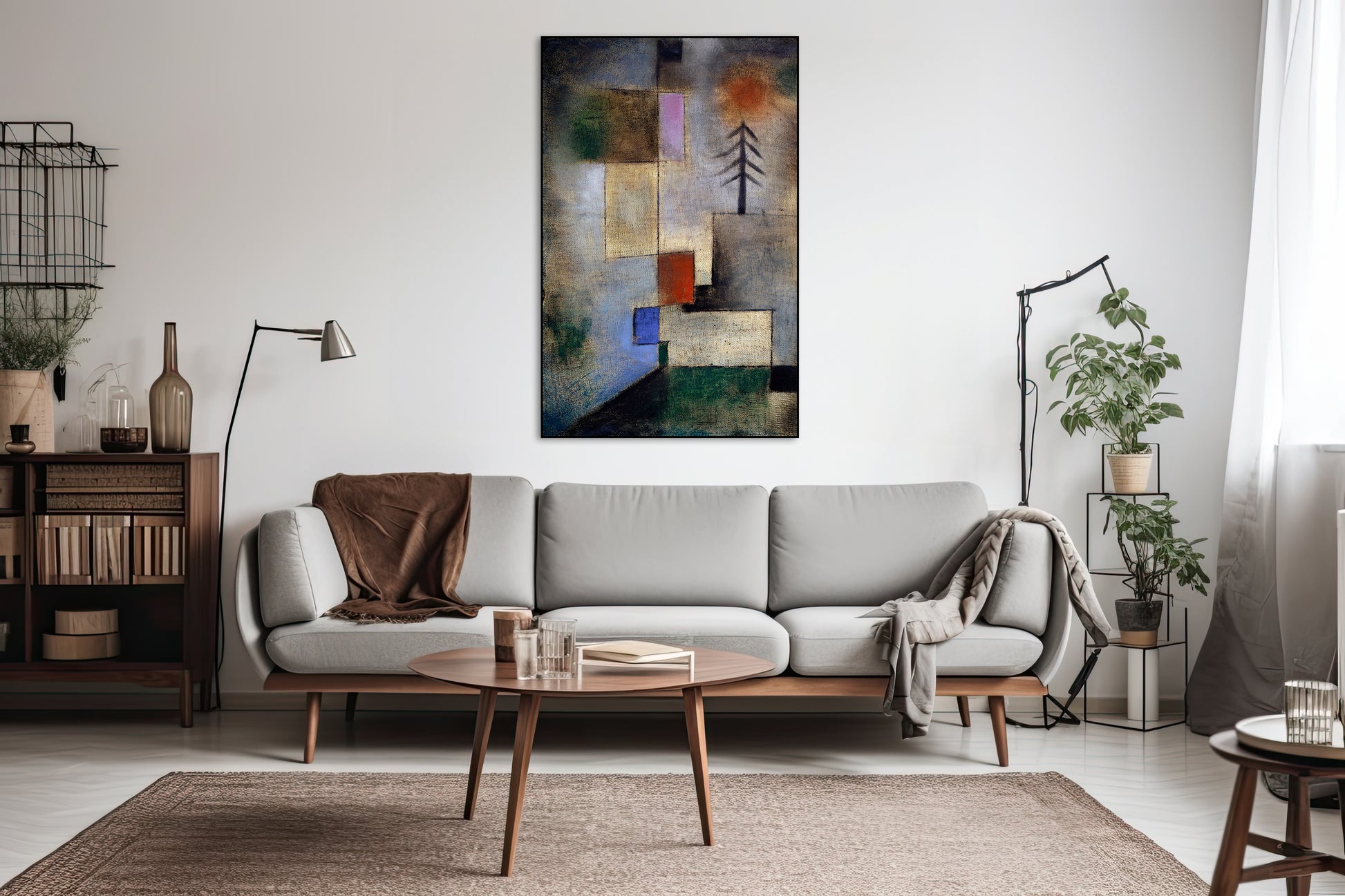 Akoestisch schilderij met Klein Dennenboom Schilderij - Woonkamer 2