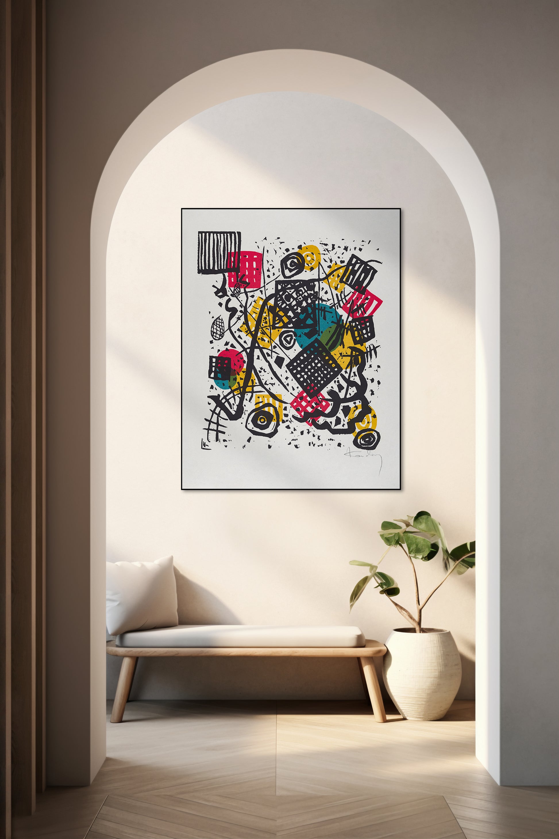 Akoestisch schilderij met Kleine Welten – surrealistische - Hal