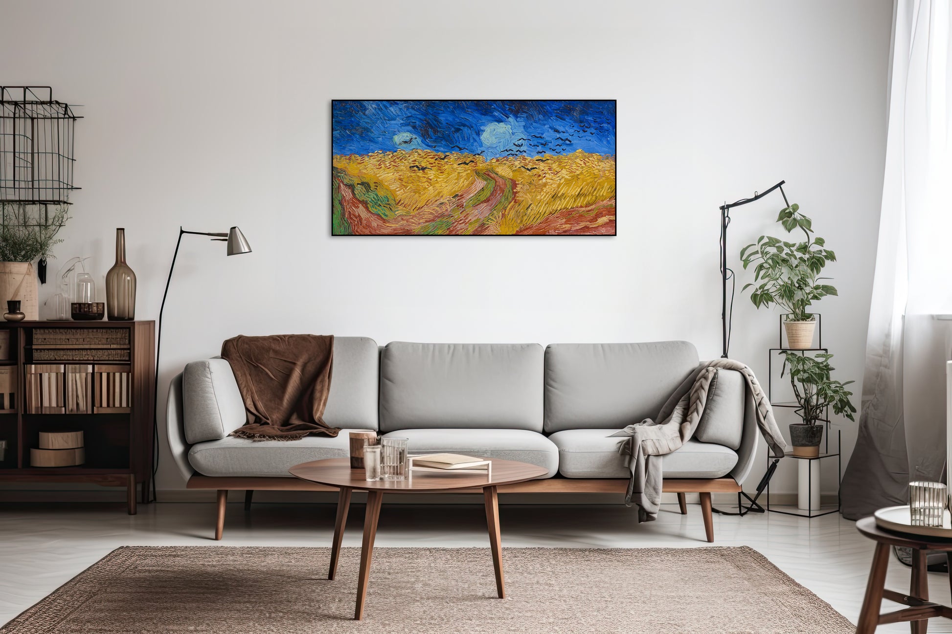 Akoestisch schilderij met Korenveld met Kraaien - Vincent van Gogh - Woonkamer 3
