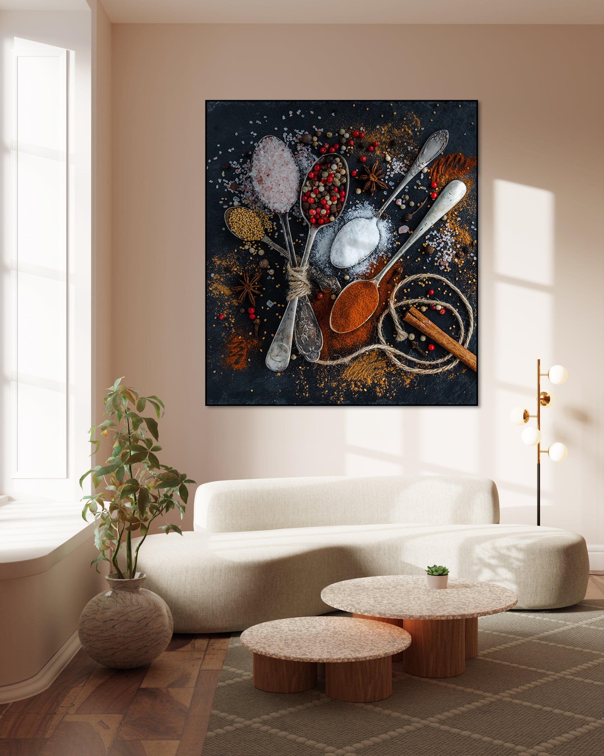 Akoestisch schilderij met Kruiden in Lepels - Woonkamer