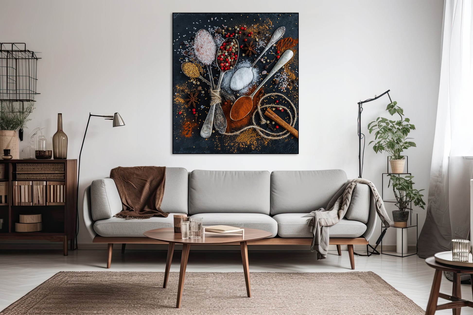 Akoestisch schilderij met Kruiden in Lepels - Woonkamer 2