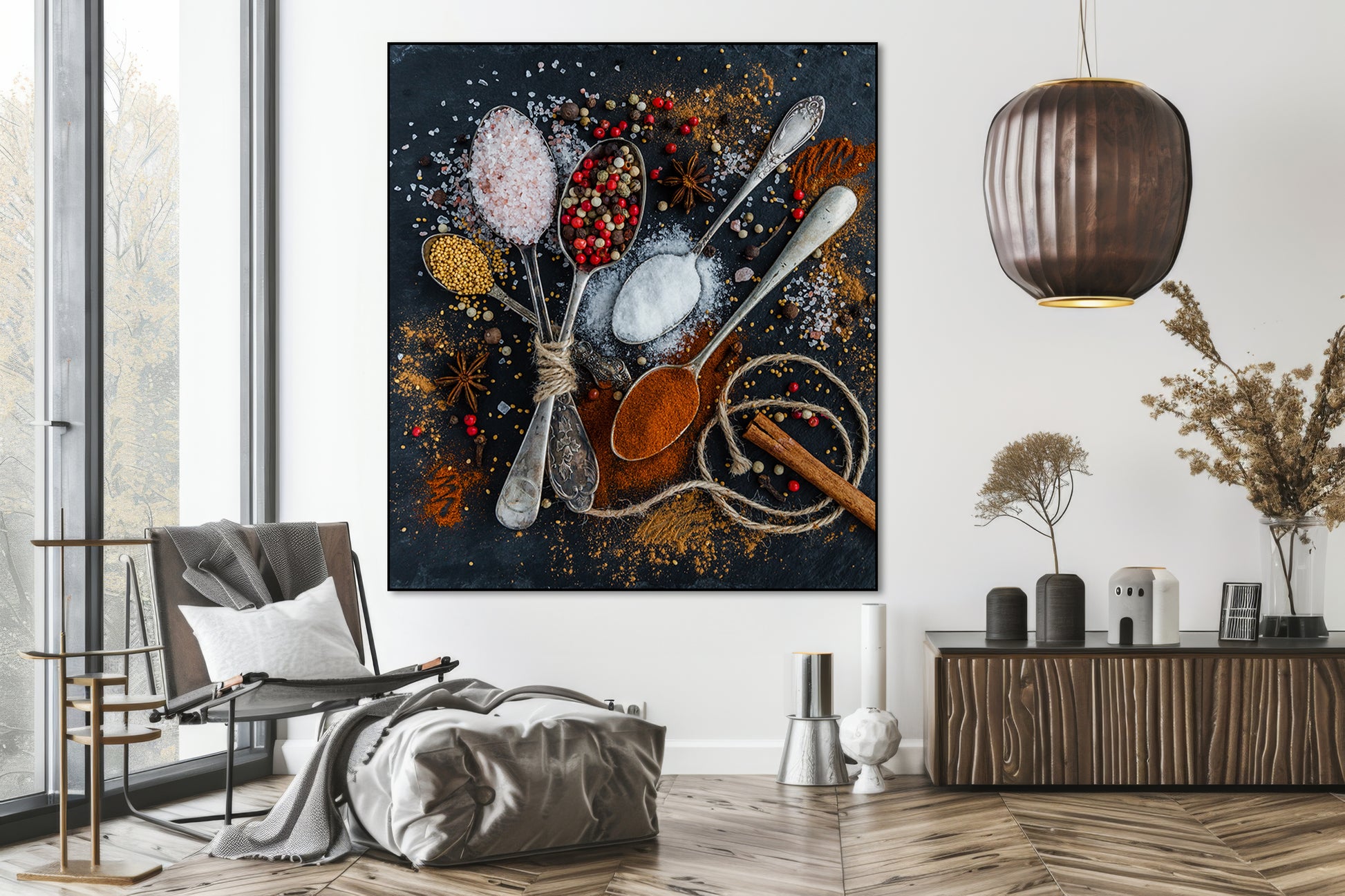 Akoestisch schilderij met Kruiden in Lepels - Woonkamer 3