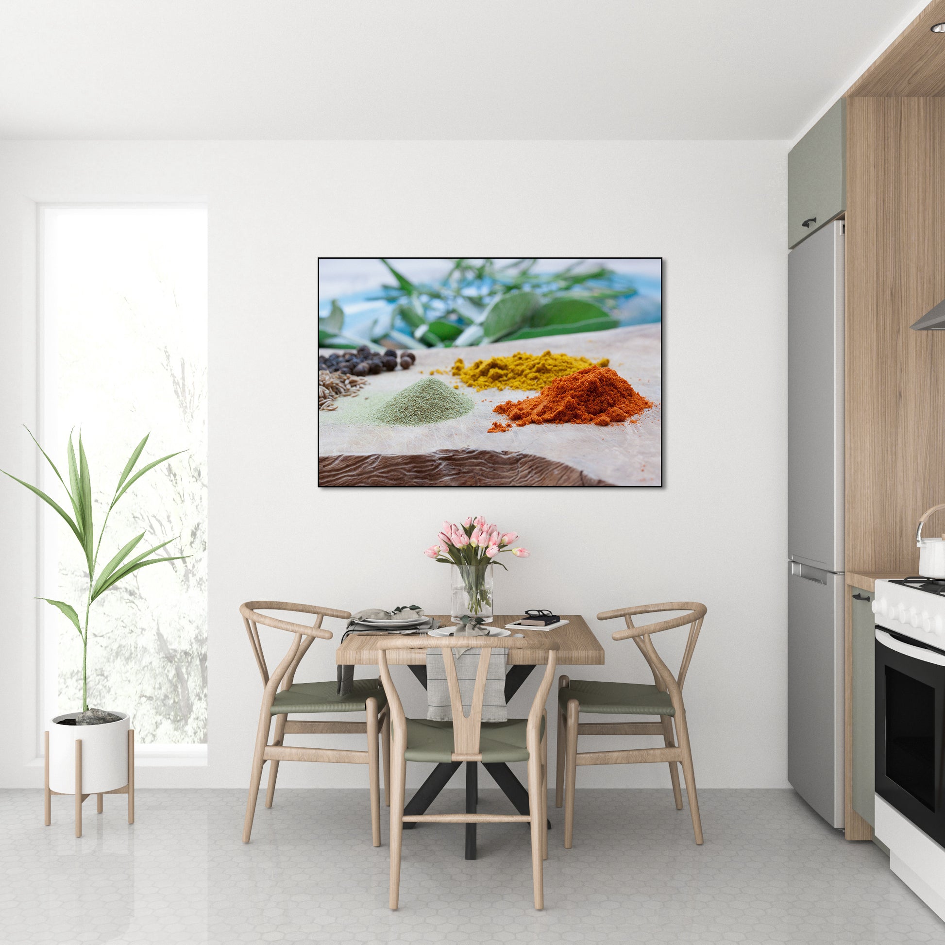 Akoestisch schilderij met Kruidenmix op snijplank - Keuken
