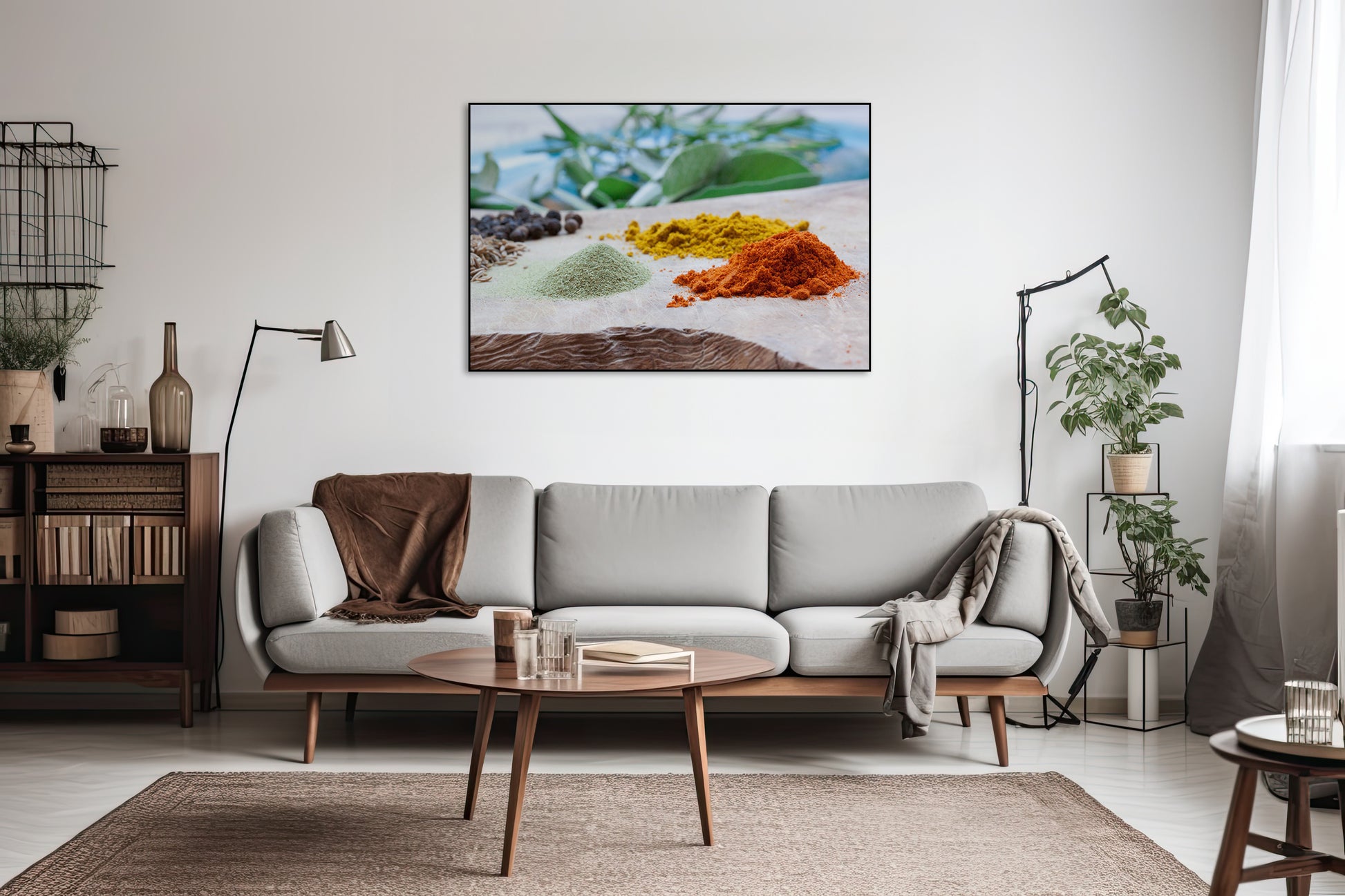 Akoestisch schilderij met Kruidenmix op snijplank - Woonkamer