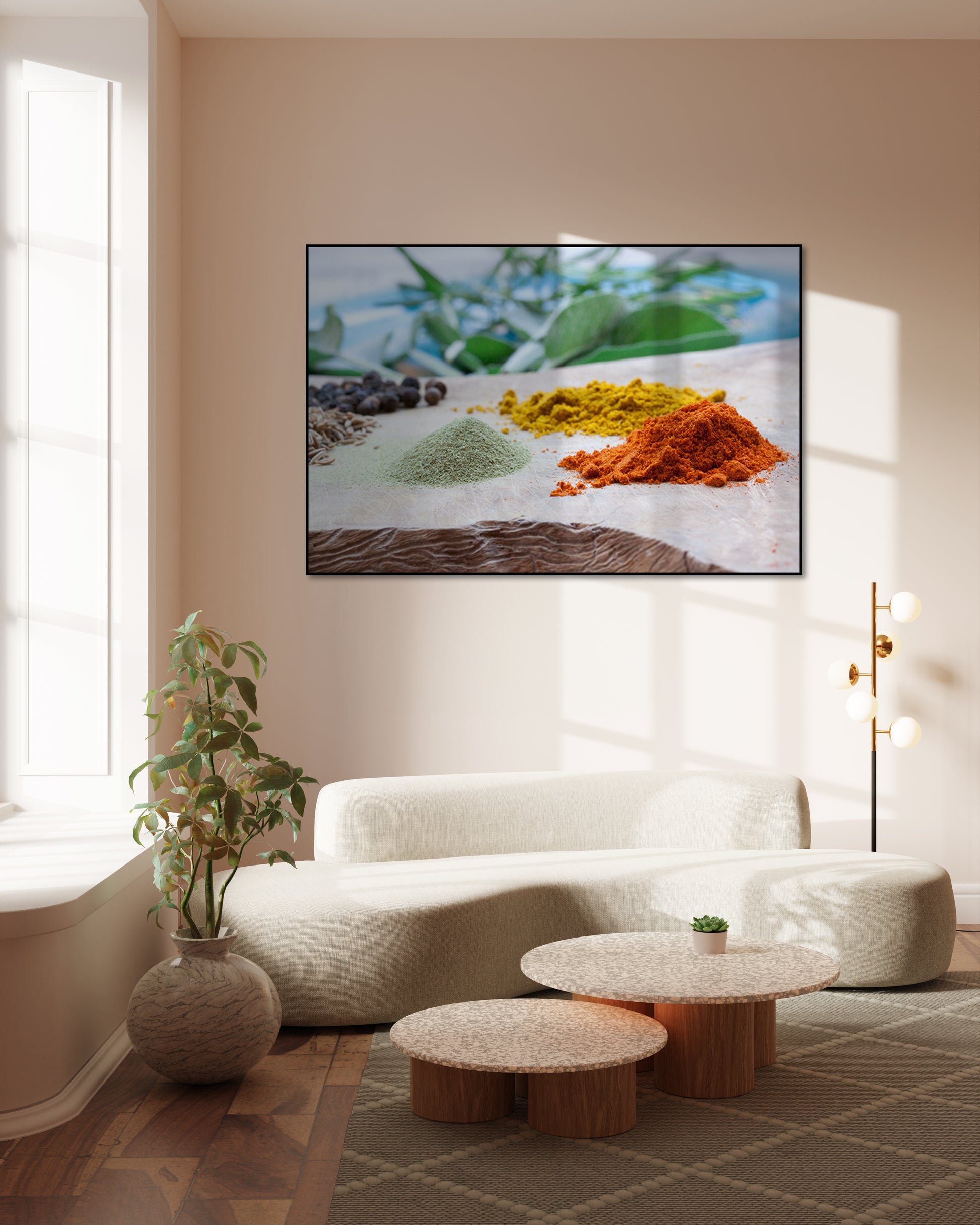 Akoestisch schilderij met Kruidenmix op snijplank - Woonkamer 2