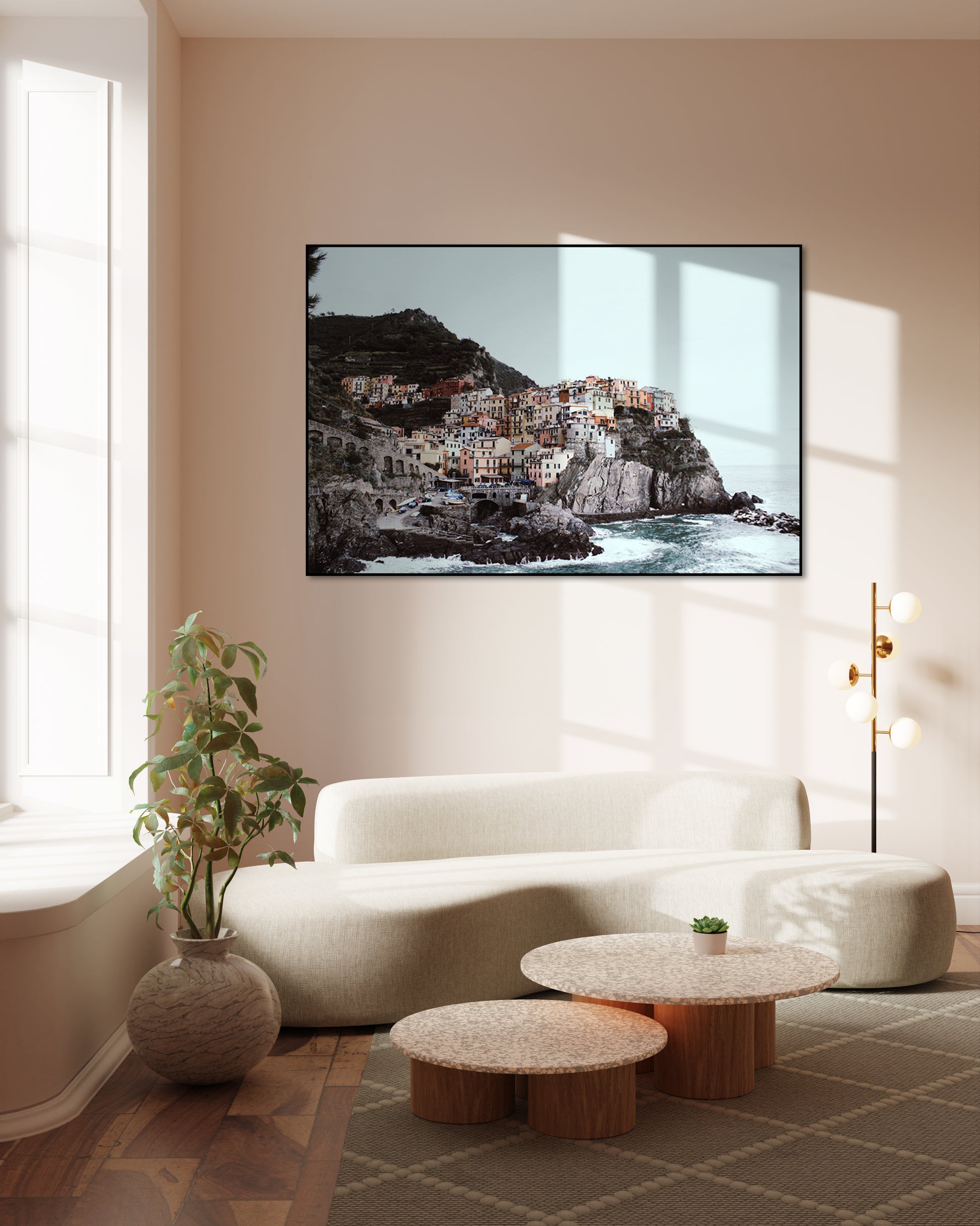 Akoestisch schilderij met Kuststad in Italië - Manarola - Woonkamer 2