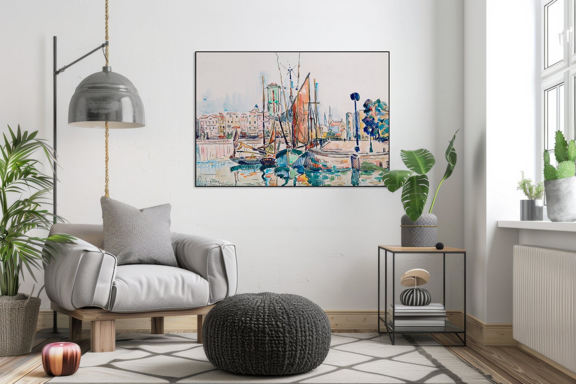 Akoestisch schilderij met La Rochelle – Frans kusttafereel - Woonkamer