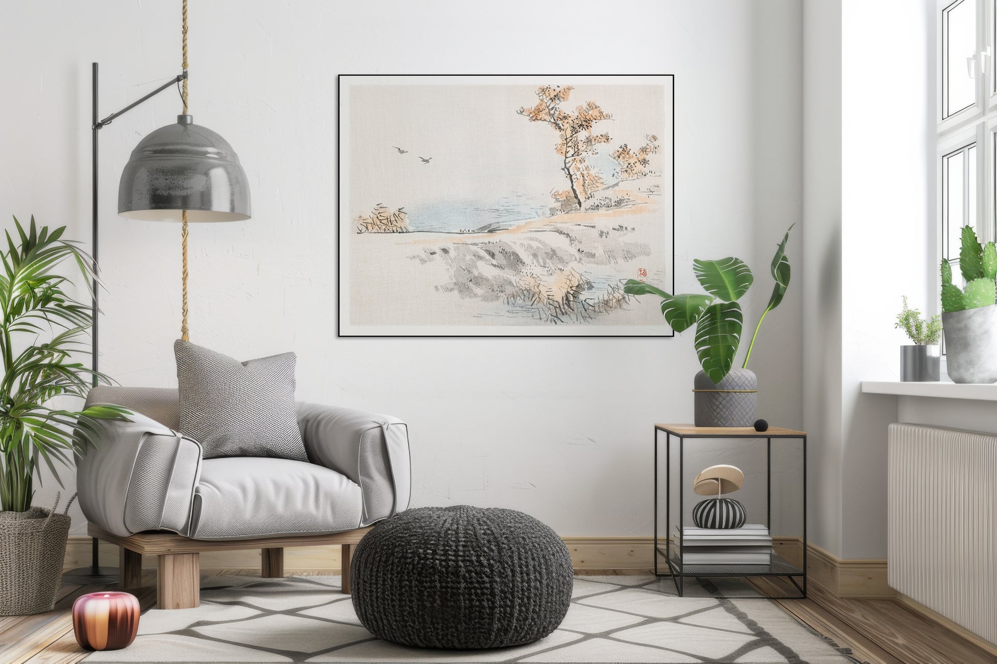 Akoestisch schilderij met Landschap door Kōno Bairei - Woonkamer