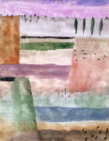 Akoestisch schilderij met Landschap met populieren