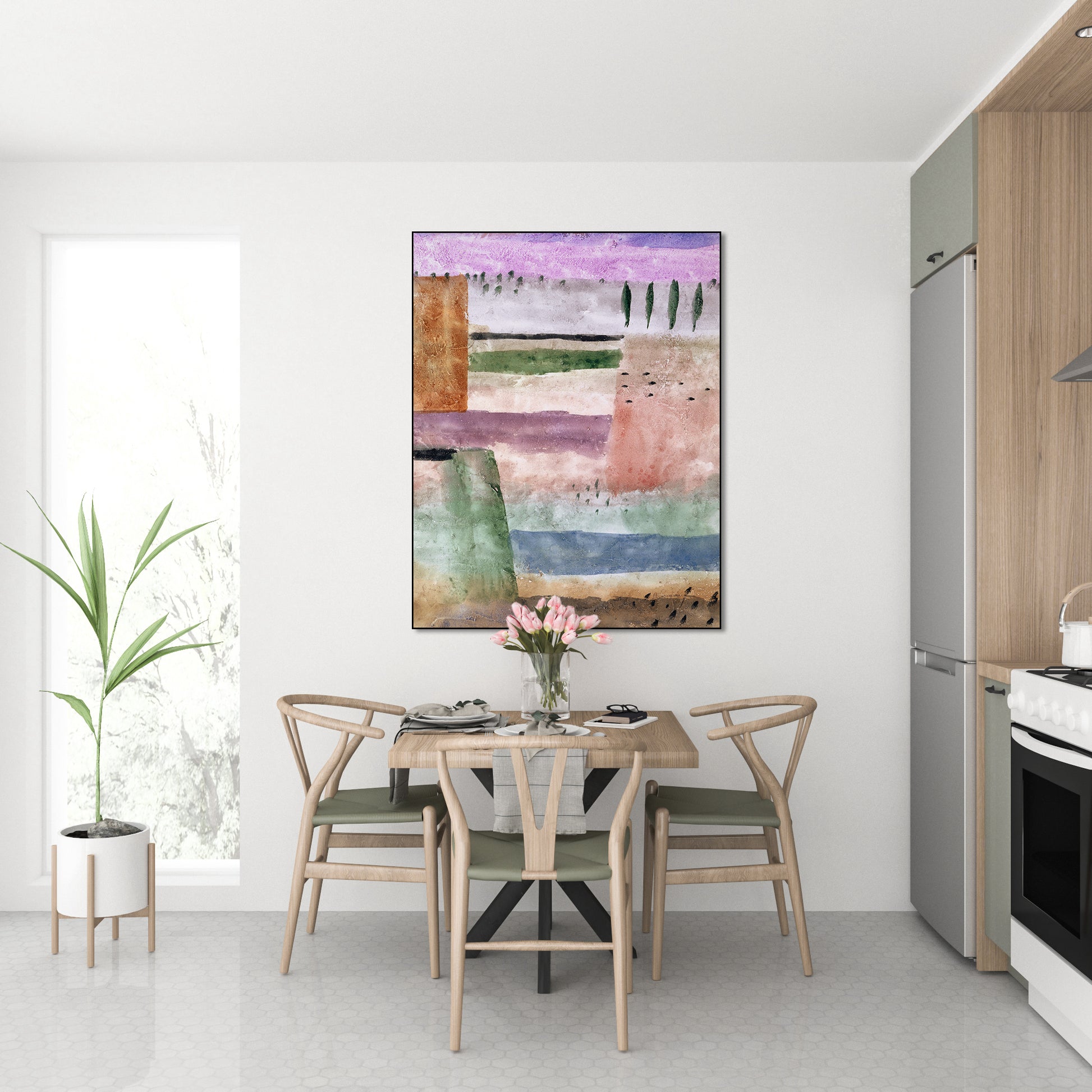 Akoestisch schilderij met Landschap met populieren - Keuken
