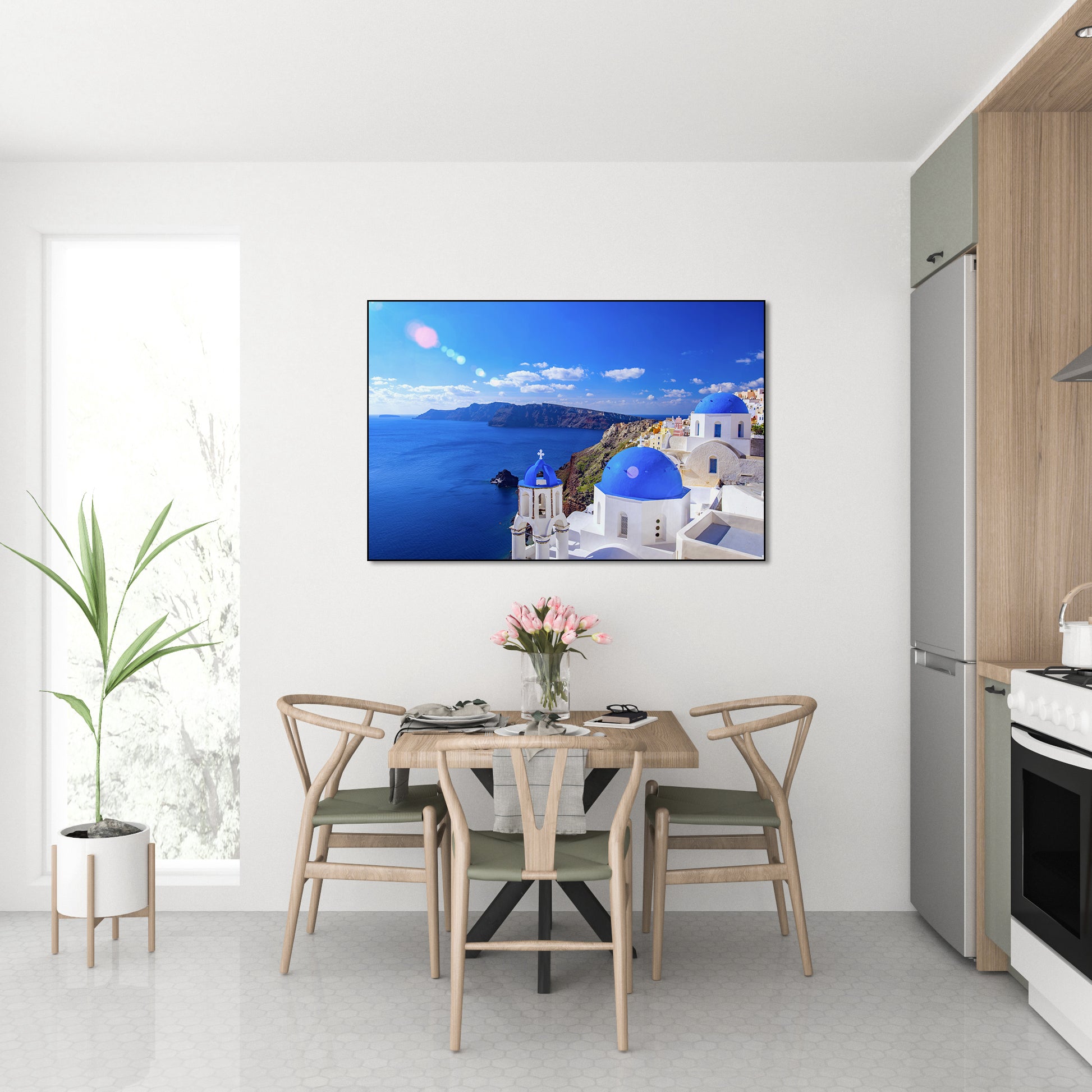 Akoestisch schilderij met Landschap van Eiland en Kustgebied - Keuken