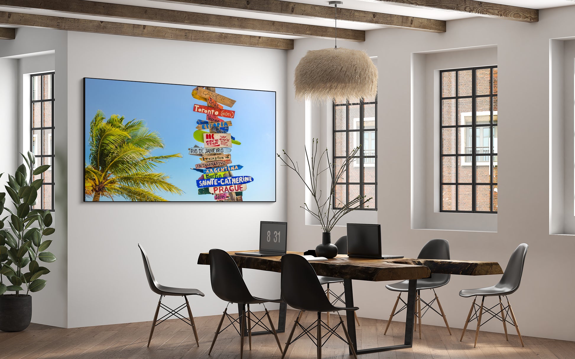 Akoestisch schilderij met Long Bay Beach – tropisch strand - Kantoor