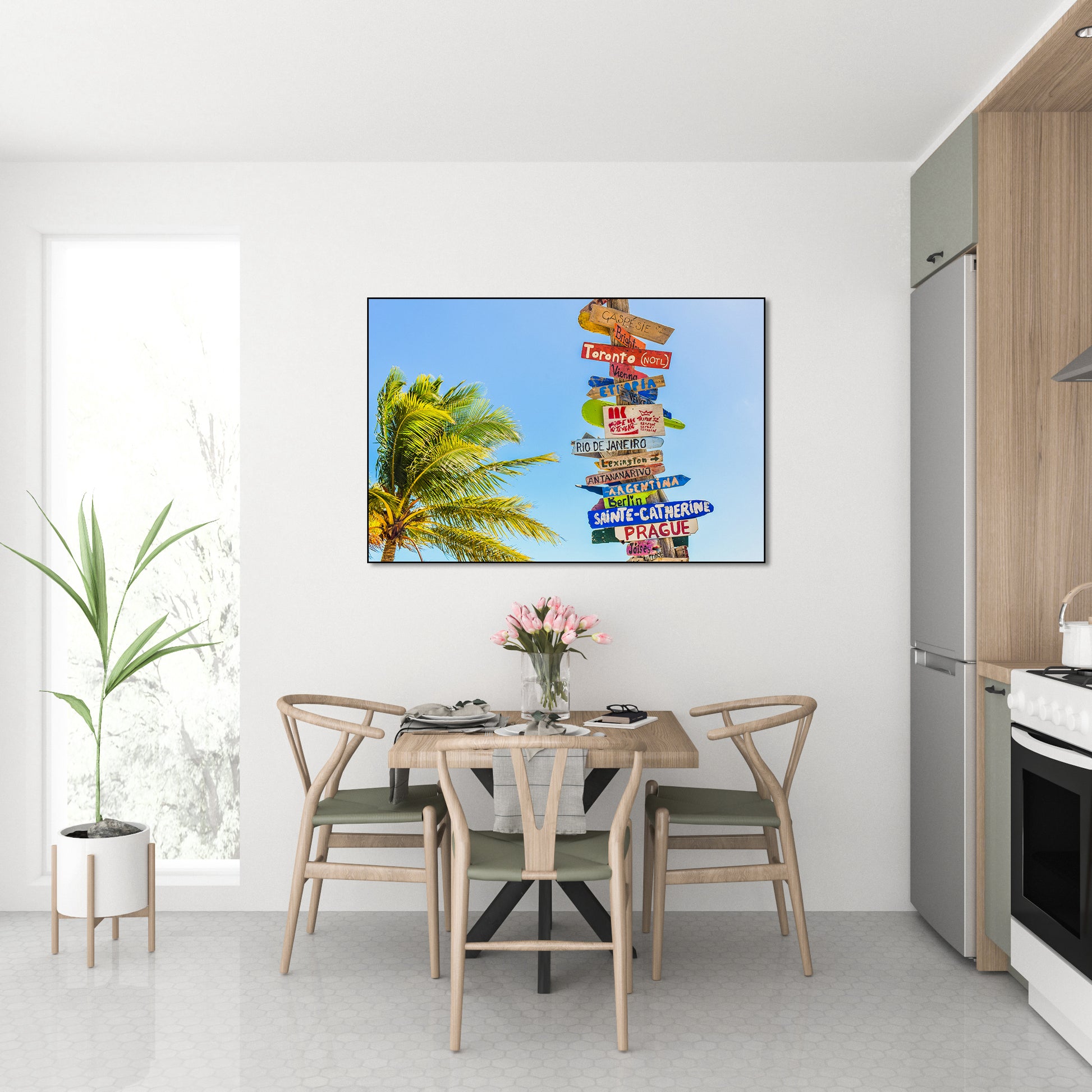 Akoestisch schilderij met Long Bay Beach – tropisch strand - Keuken