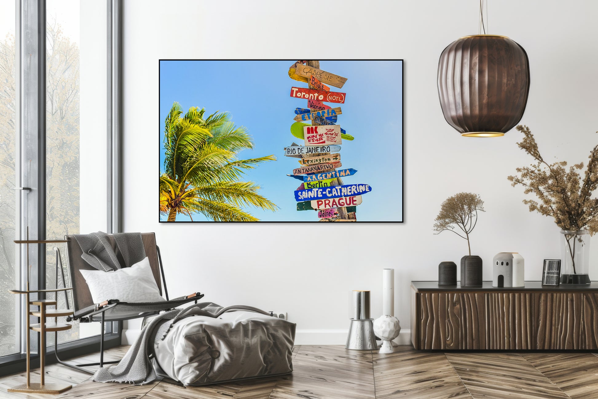 Akoestisch schilderij met Long Bay Beach – tropisch strand - Woonkamer