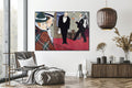 Akoestisch schilderij met Man, vrouw en obers – schilderij - Woonkamer