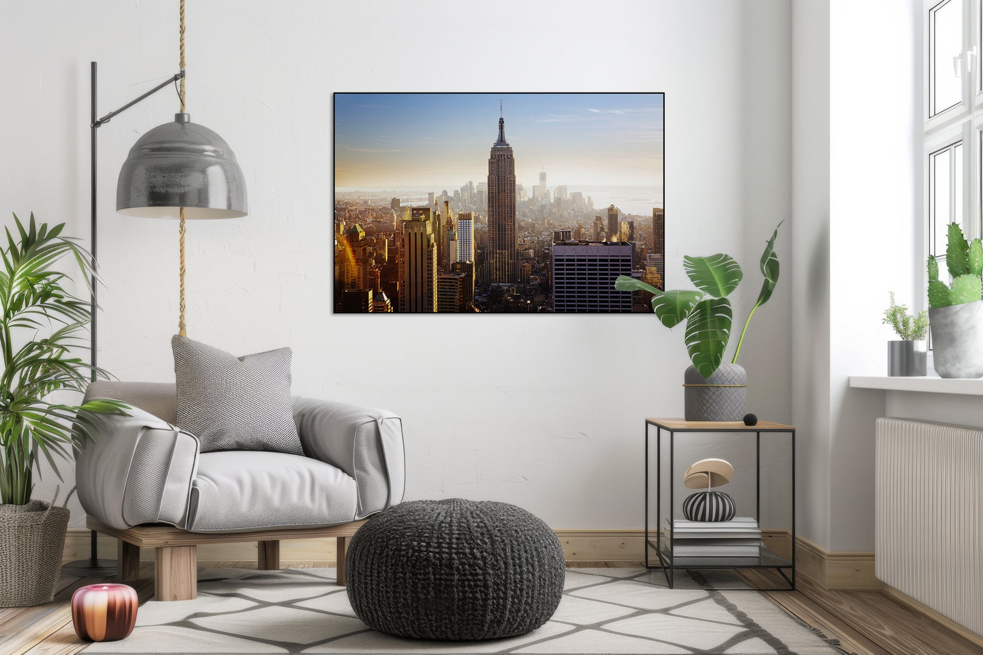 Akoestisch schilderij met Manhattan – stadsgezicht NYC - Woonkamer 2