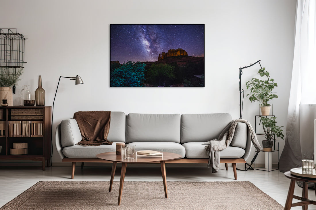Akoestisch schilderij met Melkweg boven Cathedral Rock