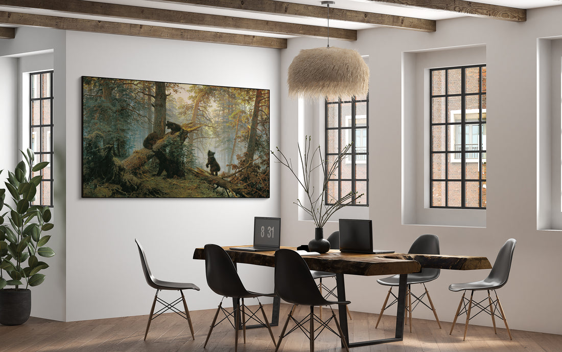 Akoestisch schilderij met Ochtend in een Dennenbos - Ivan Shishkin