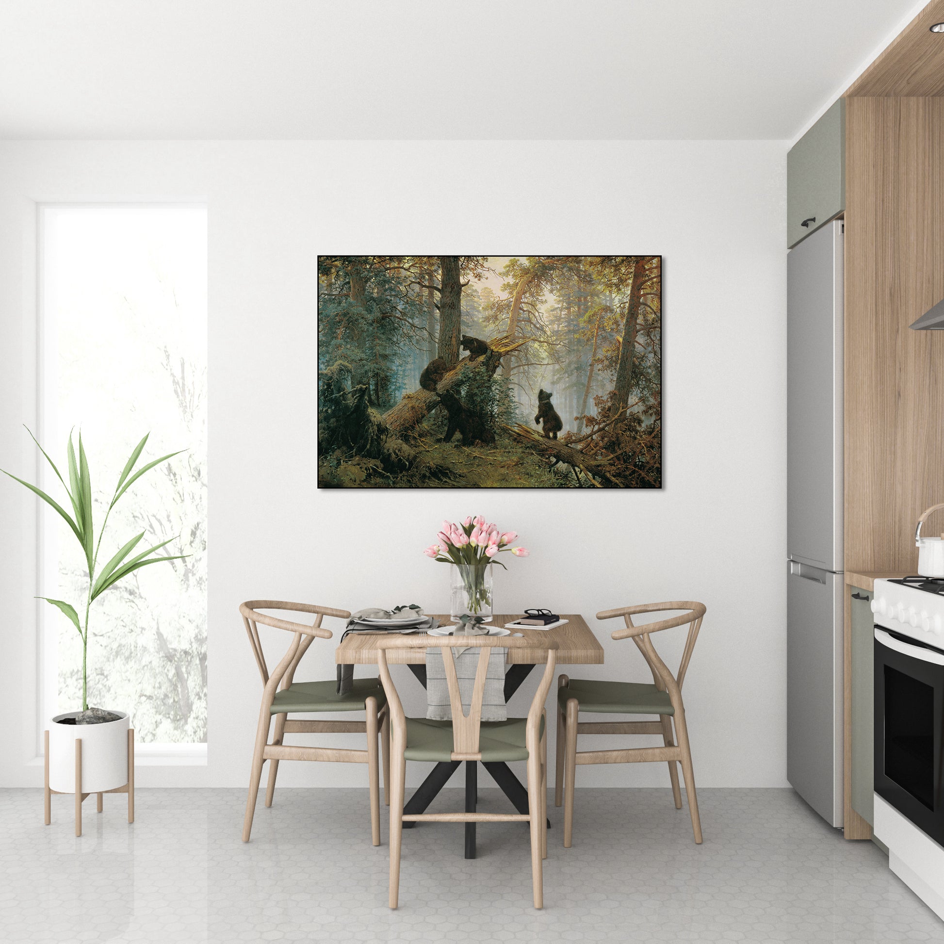 Akoestisch schilderij met Ochtend in een Dennenbos - Ivan Shishkin - Keuken