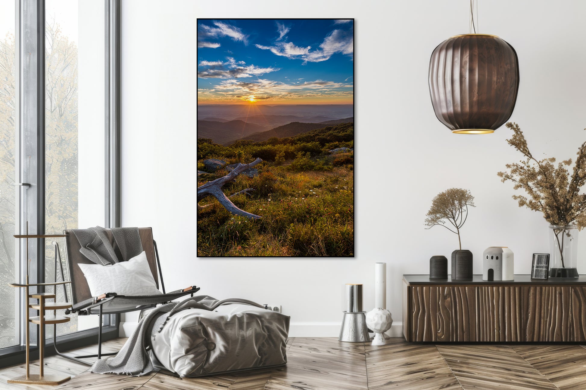 Akoestisch schilderij met Ochtendhemel - Woonkamer