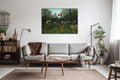 Akoestisch schilderij met Oerbos bij zonsondergang - Woonkamer 3