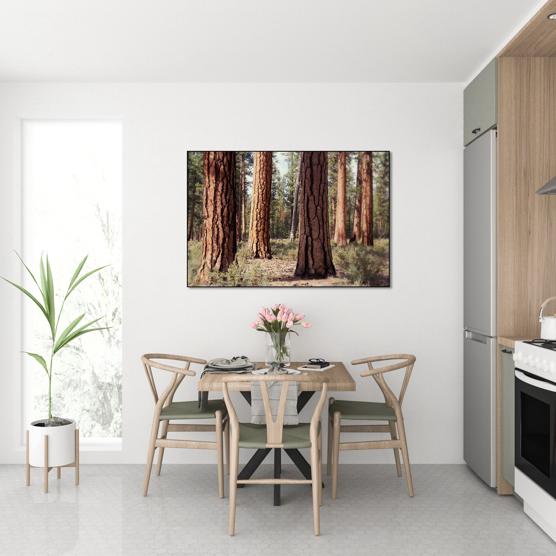 Akoestisch schilderij met Oeroude dennen in Deschutes - Keuken