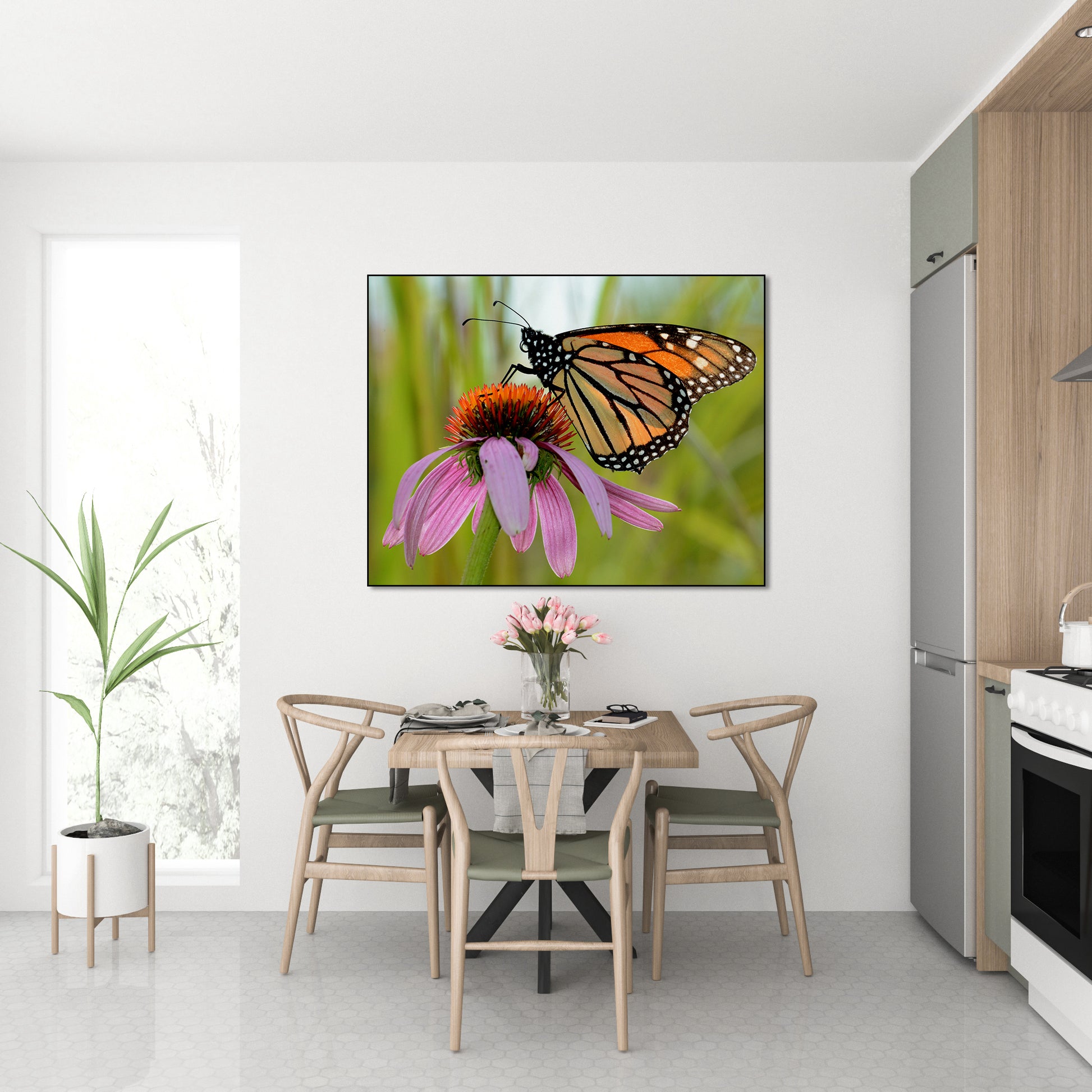 Akoestisch schilderij met Paarse zonnehoed – natuurfoto - Keuken