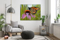 Akoestisch schilderij met Paarse zonnehoed – natuurfoto - Woonkamer