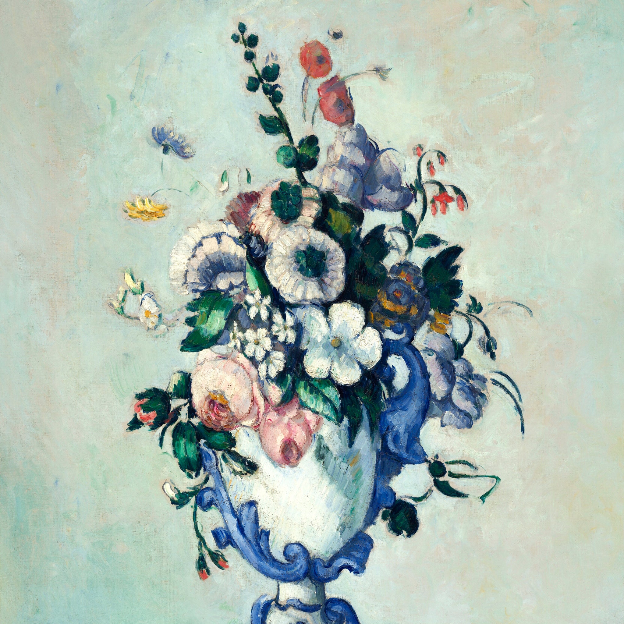 Akoestisch schilderij met Rococo Vaas met blauwe tinten