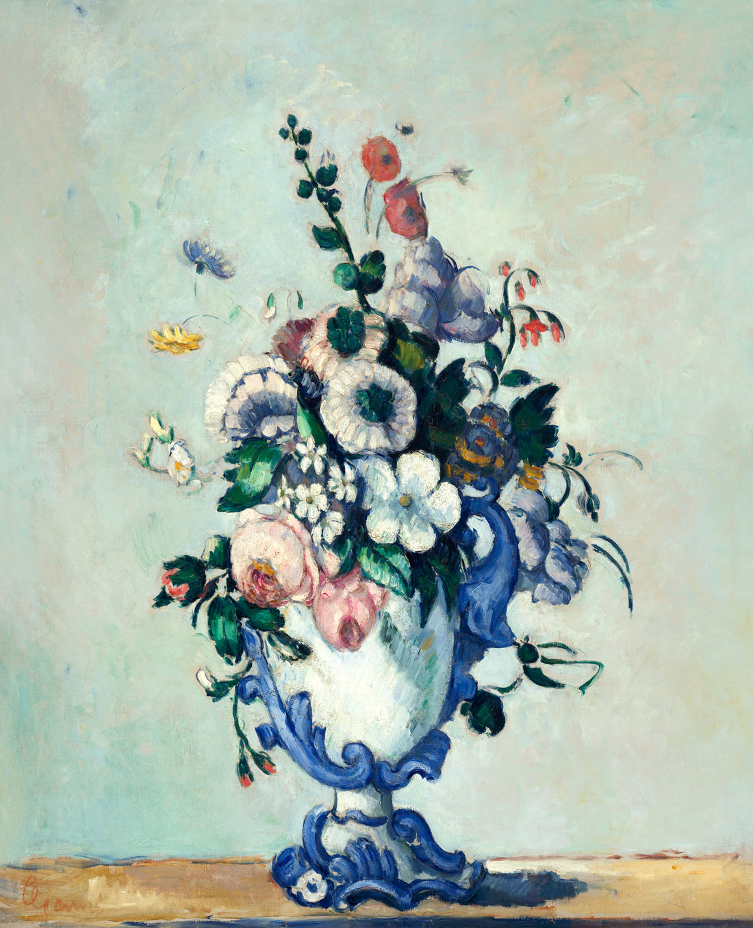 Akoestisch schilderij met Rococo Vaas met blauwe tinten