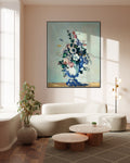Akoestisch schilderij met Rococo Vaas met blauwe tinten - Woonkamer 2