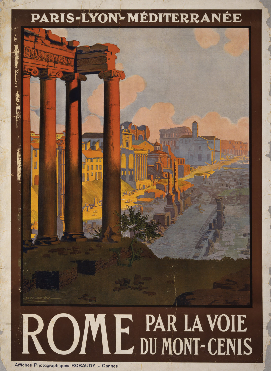 Akoestisch schilderij met Rome via de Mont-Cenis Route - Vintage Poster (1920) - Géo Dorival