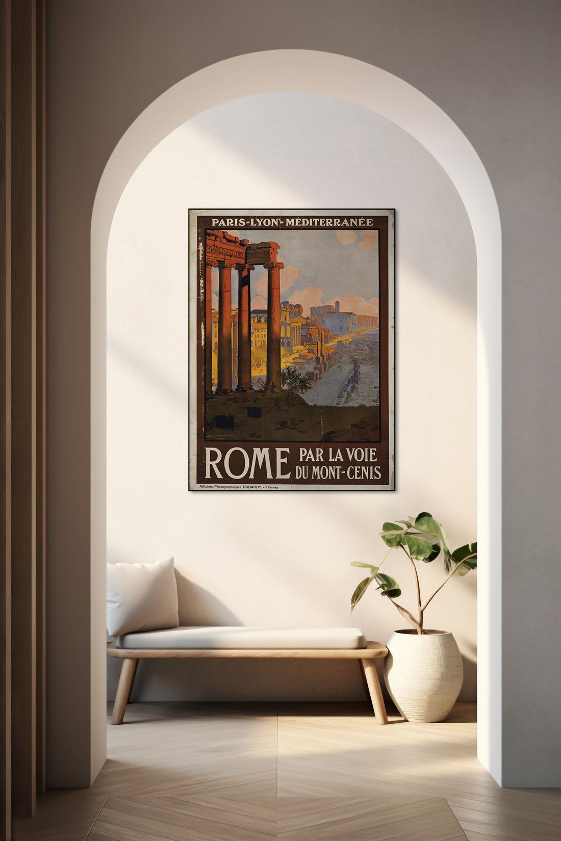 Akoestisch schilderij met Rome via de Mont-Cenis Route - Vintage Poster (1920) - Géo Dorival