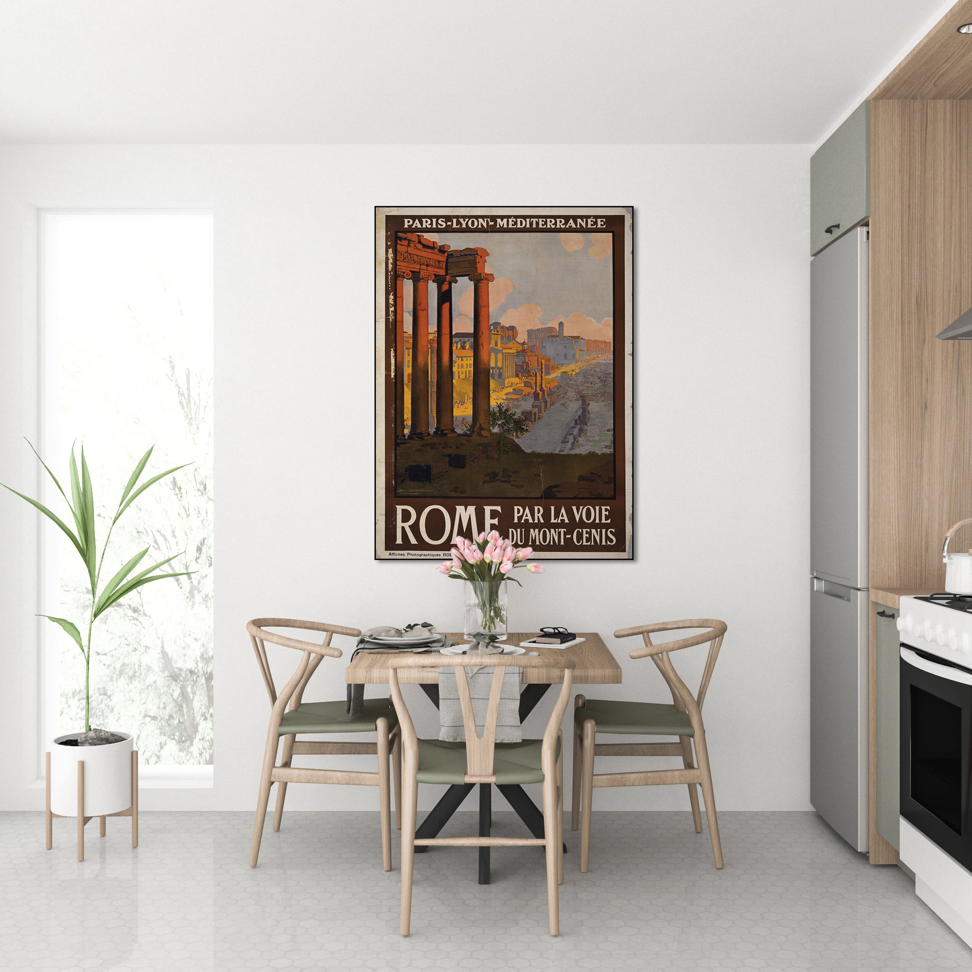 Akoestisch schilderij met Rome via de Mont-Cenis Route - Vintage Poster (1920) - Géo Dorival - Keuken