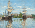 Akoestisch schilderij met Schepen op de Seine bij Rouen