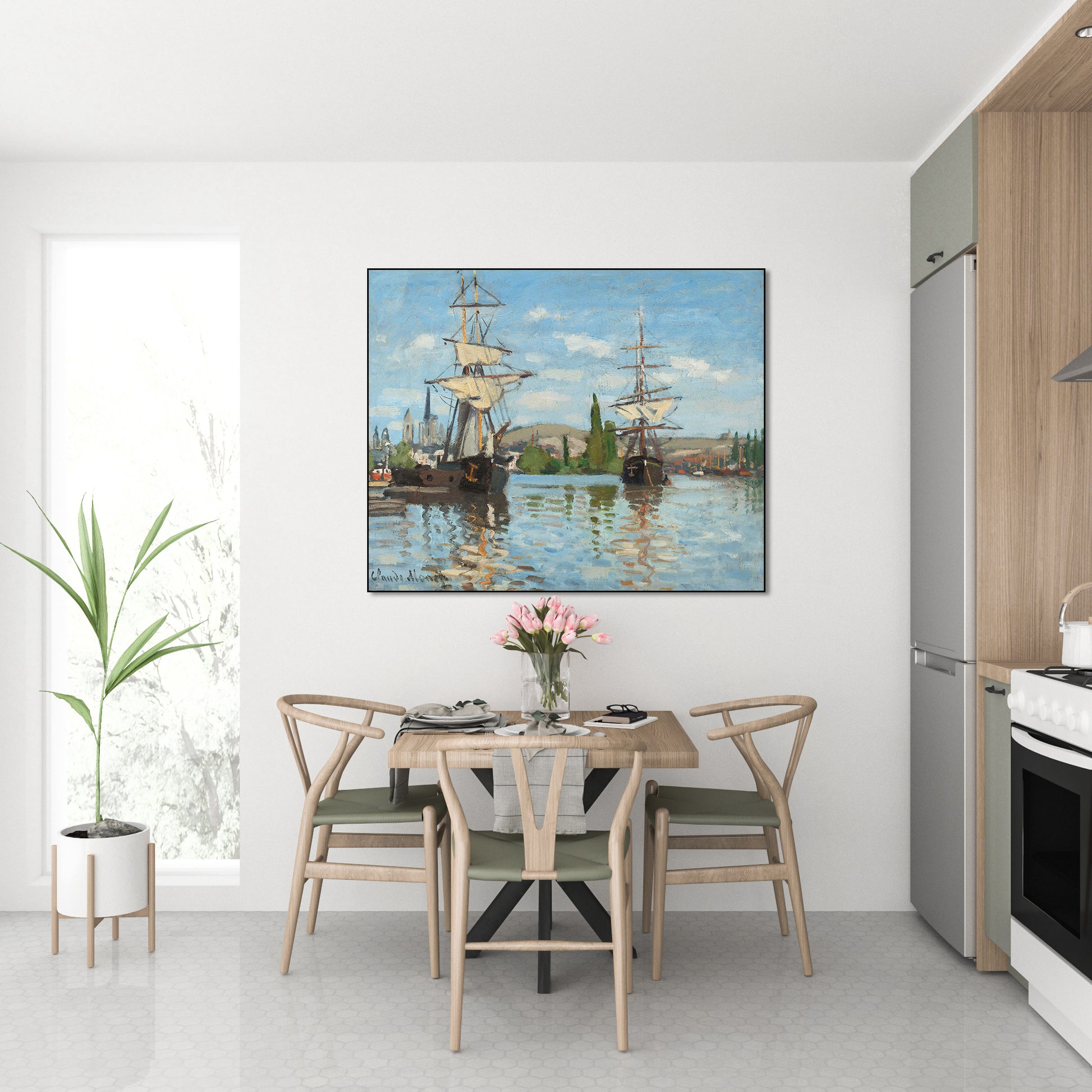 Akoestisch schilderij met Schepen op de Seine bij Rouen - Keuken