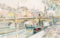 Akoestisch schilderij met Sleepboot bij de Pont Neuf - Paul Signac